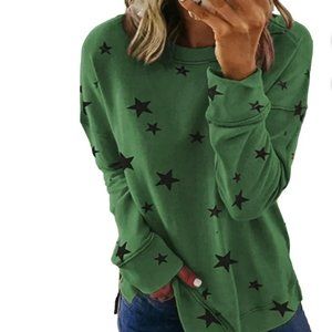 Army green black star pullover sweatshirt